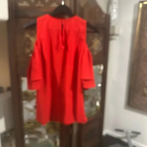Michael Kors Vibrant Red Cold Shoulder Blouse - Picture 3 of 3